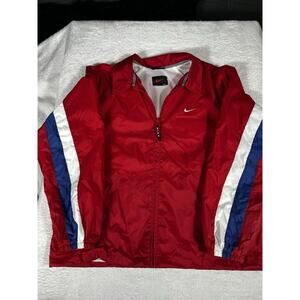 Vintage Nike Windbreaker Nylon Full Zip Jacket Swoosh  Red & White  Sz M